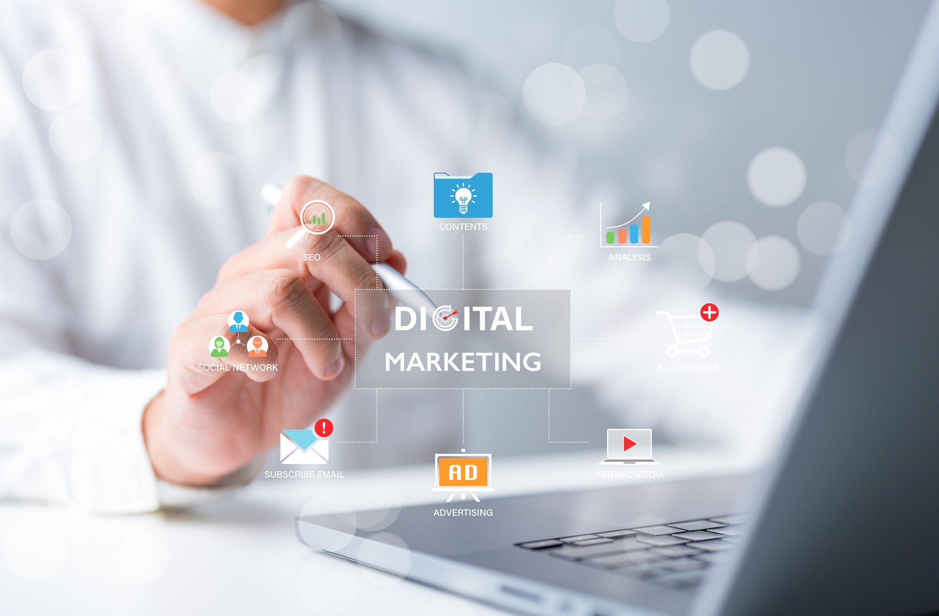 Digital marketing for online platform. SEO to boost website visibility, unleash online potential, attract organic traffic, and dominate search engine ranking with optimization technique strategy.