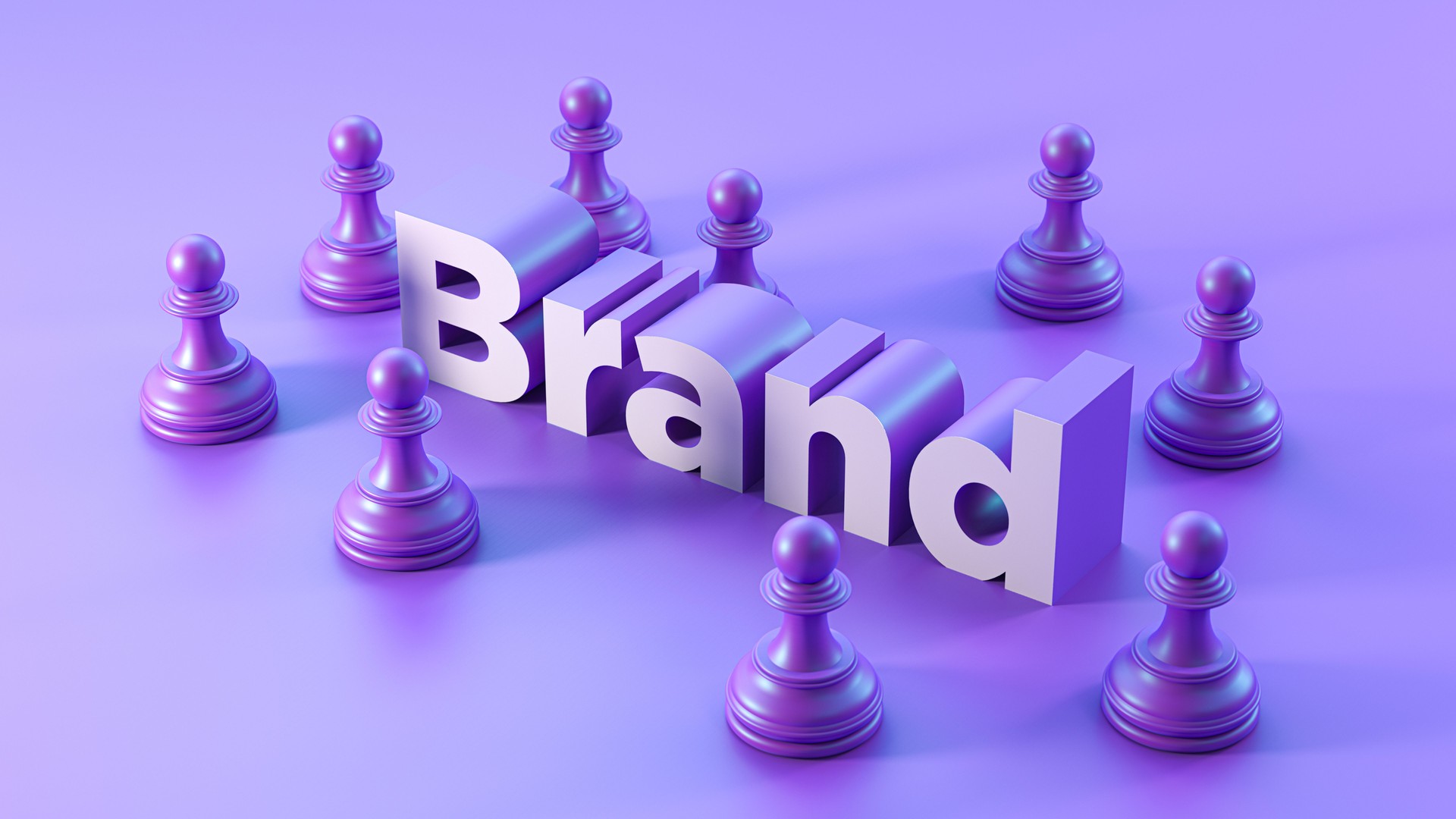 Strategic Brand Development Concept with Chess Pawns Symbolizing Thoughtful Decision-Making in Branding. The Importance of Strategy and Planning in Building a Successful Brand is Emphasized. 3D Rendering.